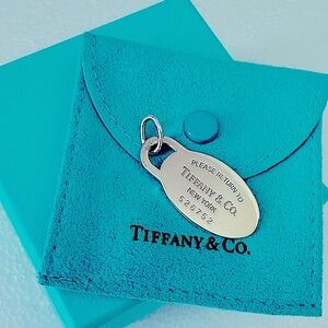 🩵Tiffany & Co. Oval Dog Tag Numbered Pendant Charm